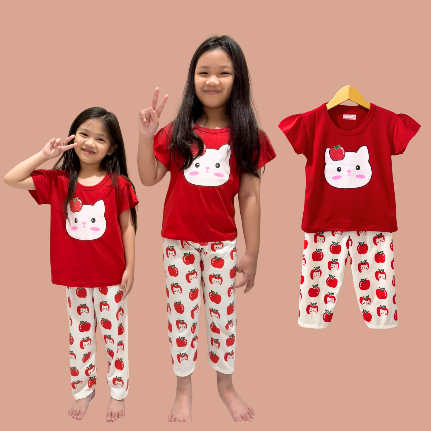 Setelan CP Anak Perempuan Usia 1-10 Tahun Motif Kucing