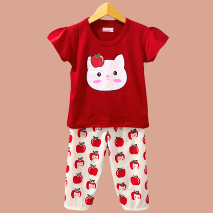 Setelan CP Anak Perempuan Usia 1-10 Tahun Motif Kucing